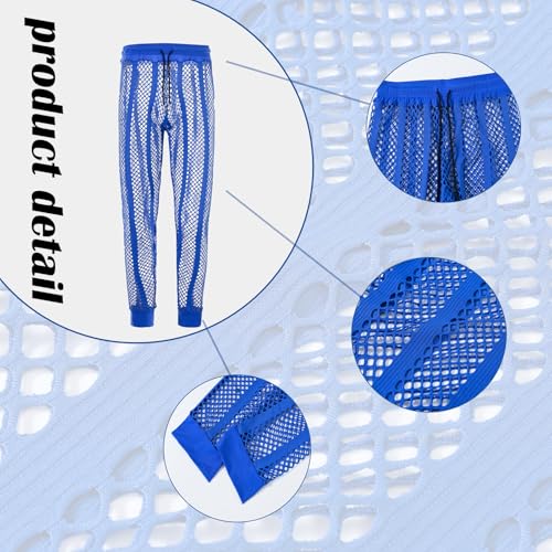 JINSHI Men's Fishnet Mesh Lounge Long Pants Sexy See Through Drawstring Loose Pajama Bottom Muscle Legging Swimwear3