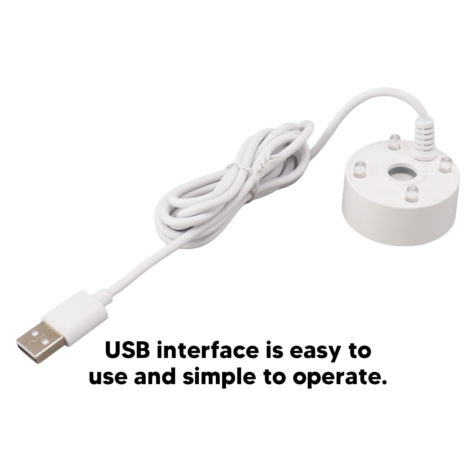 Yuecoom 5V Mist Maker,Small Pond Fog Machine Atomizer USB Colorful LED Lights Ultra Sound Fountain Atomizer Pond Fog Machine for Pond Rockery Fish Tank(White)