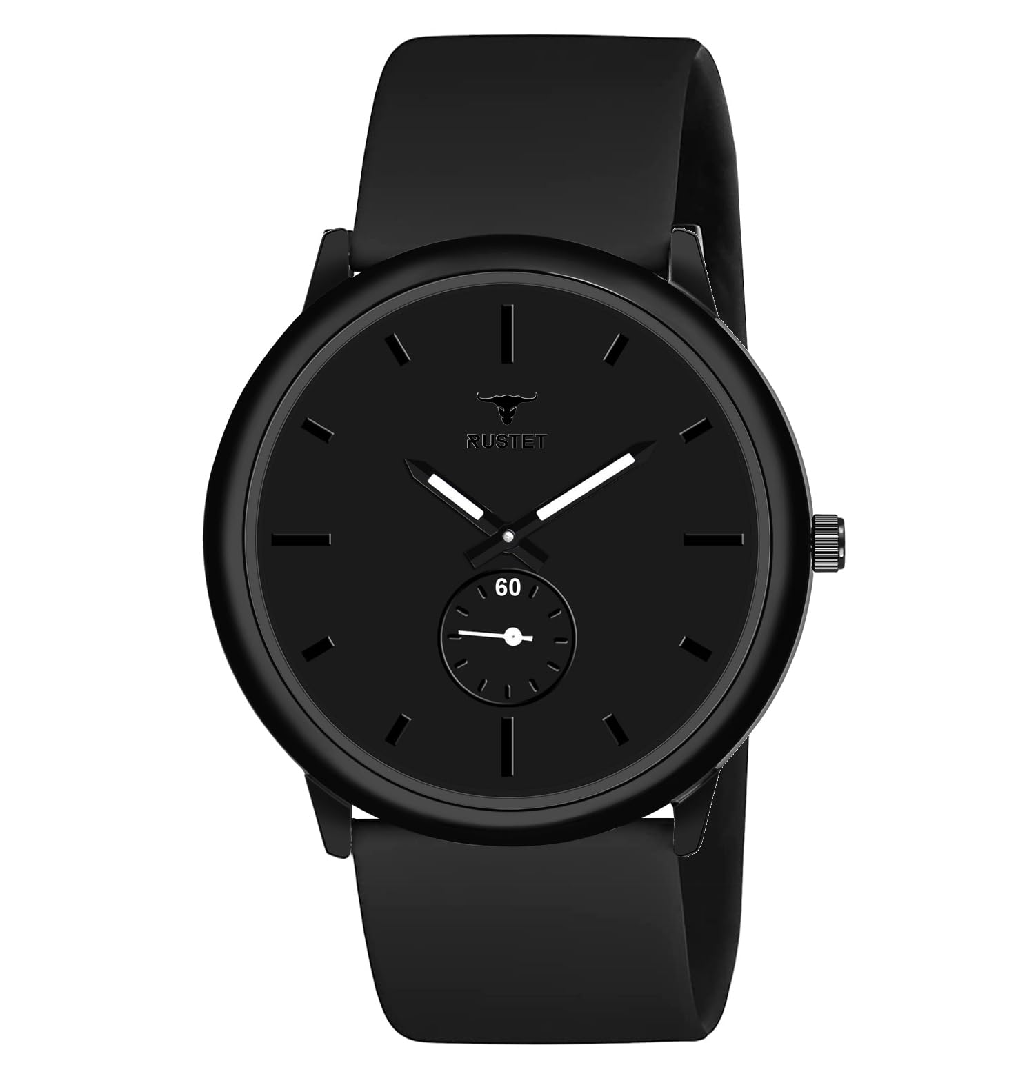 RUSTET Mens Black Dial Chronograph Quartz Silicone Strap Wrist Watch(CHRBLK) (BlackSilicone) (B0DD7SN56J) Amazon Price History, Amazon Price Tracker