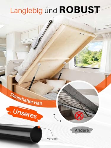 ARANA PROP Gasdruckdämpfer 500MM 150N/15KG Gasdruckfedern mit Haltern Universell Möbel Stoßdämpfer Gasfeder für klappen Wohnwagen Bett LKW Fenster Schwere Abdeckungen, 2 Stück