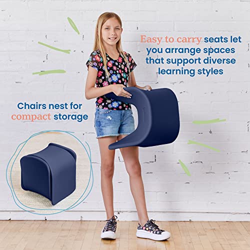 Image of ECR4Kids Wave Seat Perch Stool, 14in - 15.1in Seat Height, Flexible Seating, Navy, 2-Pack
