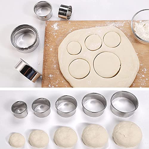 Kspowwin 12 Pieces Biscuit Cookie Cutter Set With Tin Box Biscuit Plain Edge Round Cutters Metal Ring Baking Molds, Stainless Steel Cookie Dough Biscuit Muffins Cutters In Graduated Sizes #TOP1