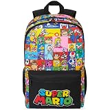 Get Trend Super Mario Kids Backpack, Boys Lightweight 18 in Book Bag, Adjustable Padded Straps Travel School Bag, Gamer Gifts (Multi Mario)