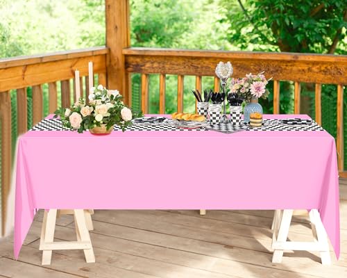 Oudain 162 Pcs Racing Car Birthday Party Decorations Racing Car Party Tableware Set for 20 Guests Checkered Tablecloth Plates and Napkins Cups Folks for Race Cars Themed Birthday Decor(Pink) by Oudain - Used condition - Image 5