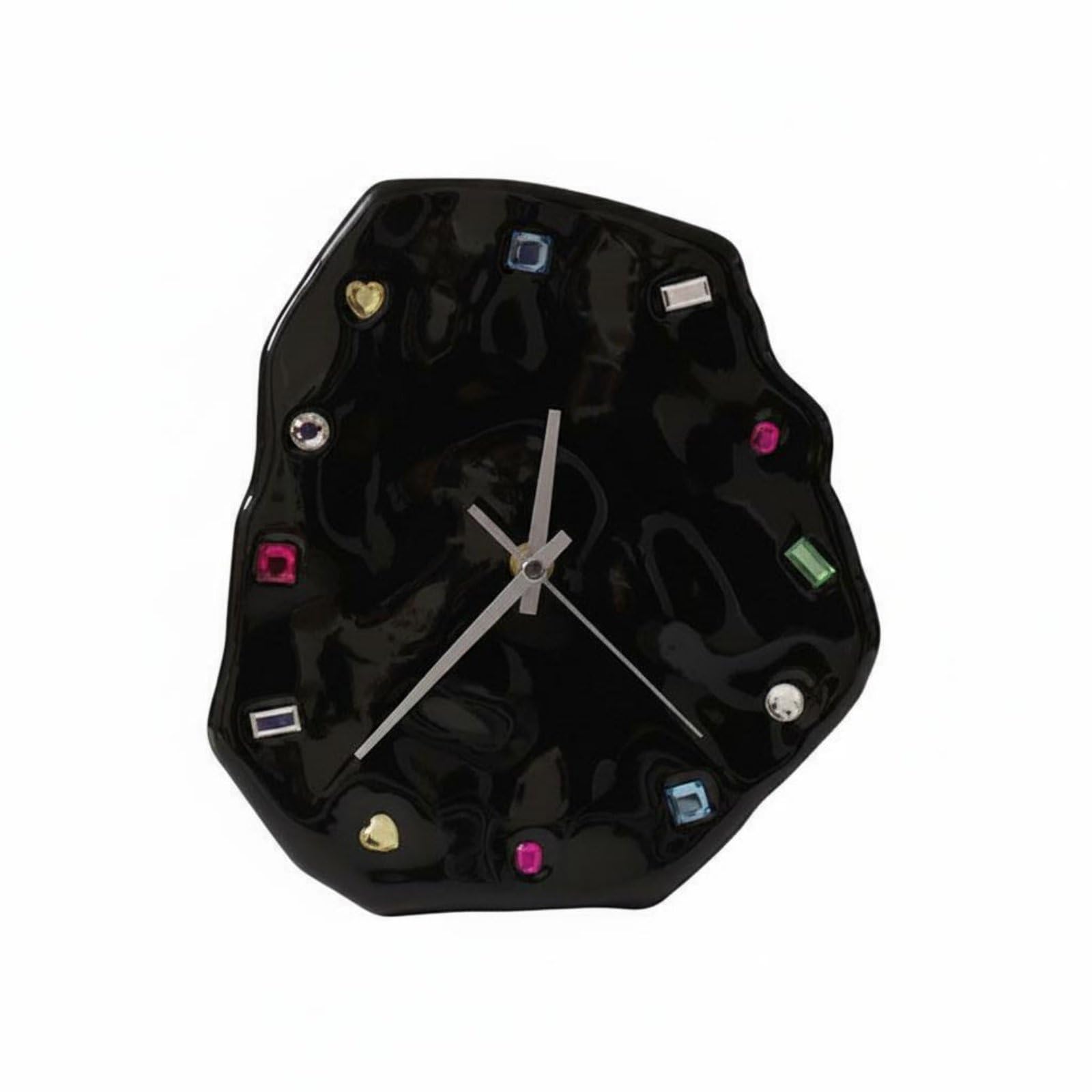 Pendule design en céramique noire avec horloge murale bijoux fait main pour salon