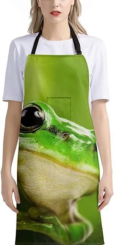 Miniatura 3 de Dellukee Delantal ajustable de cocina con bolsillo para mujeres y hombres, delantales impermeables Rana