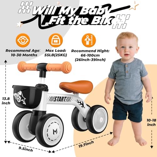 Topunny Baby Balance Bike 1 2 Year Old Boys, Baby Bike with Lighting Wheels & Basket for Baby Toys 10-24 Months Toddler Toys First Riding on Bikes for One Birthday Gifts for Baby Boy Gift - 5