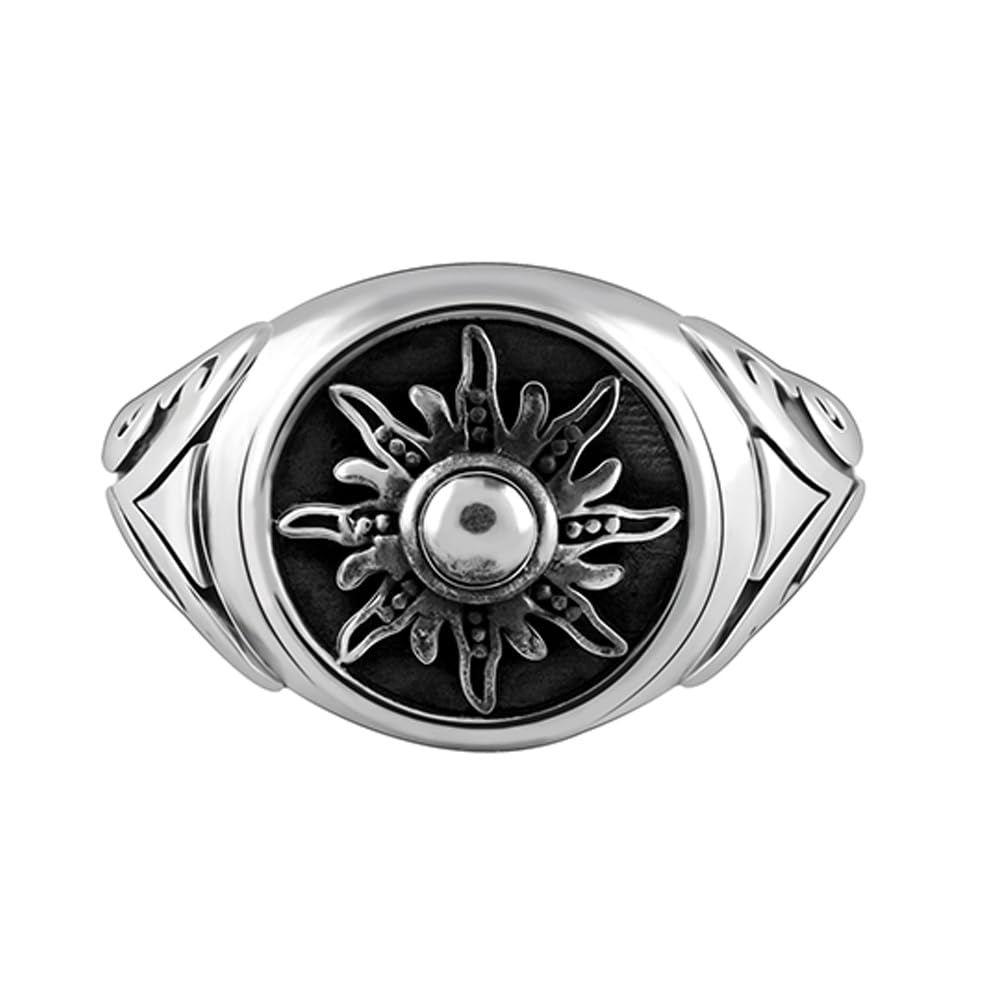 925 Oxidised Silver Solace Sun Ring for Him, Fixed Size, Indian -22 | Gifts for Men and Boys | With Certificate of Authenticity and 925 Stamp | 6 Months Warranty-image-38