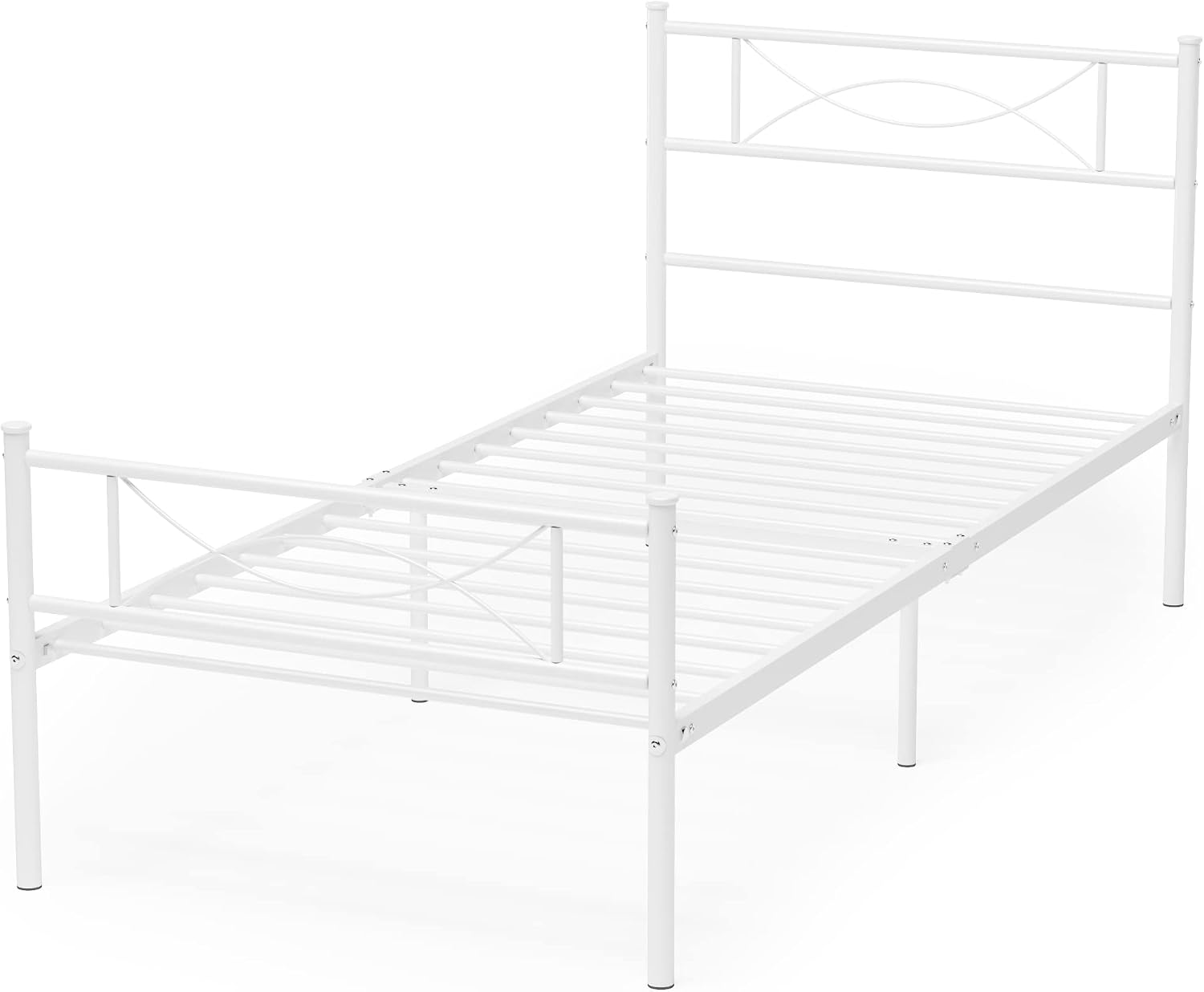 Close-up view of the metal slats on the Weehom Twin Bed Frame.