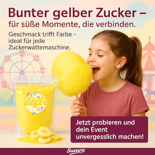 Zuckerwatte Zucker mit Geschmack Banane Gelb farbiger Aromazucker 500g für die Zuckerwattemaschine – Bild 3