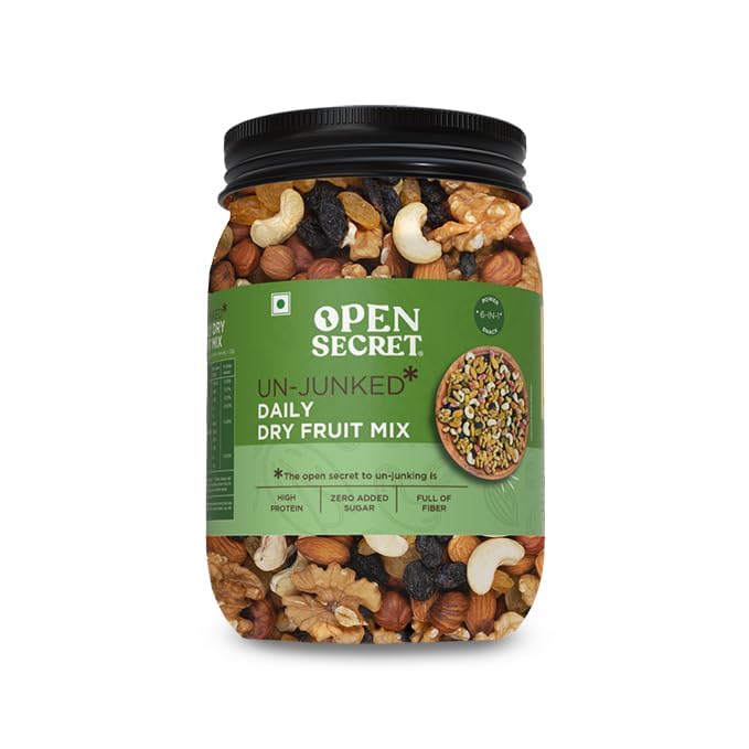 Open Secret Premium Dry Fruit Mix | 1Kg | 6 Superfood in 1 Mix | Dry Fruits Mixed pack, Mixed Dry Fruits, Mix Dry Fruits Contains Walnut, Cashew, Almond, Pista, Green & Black Raisins (Pack of 1)