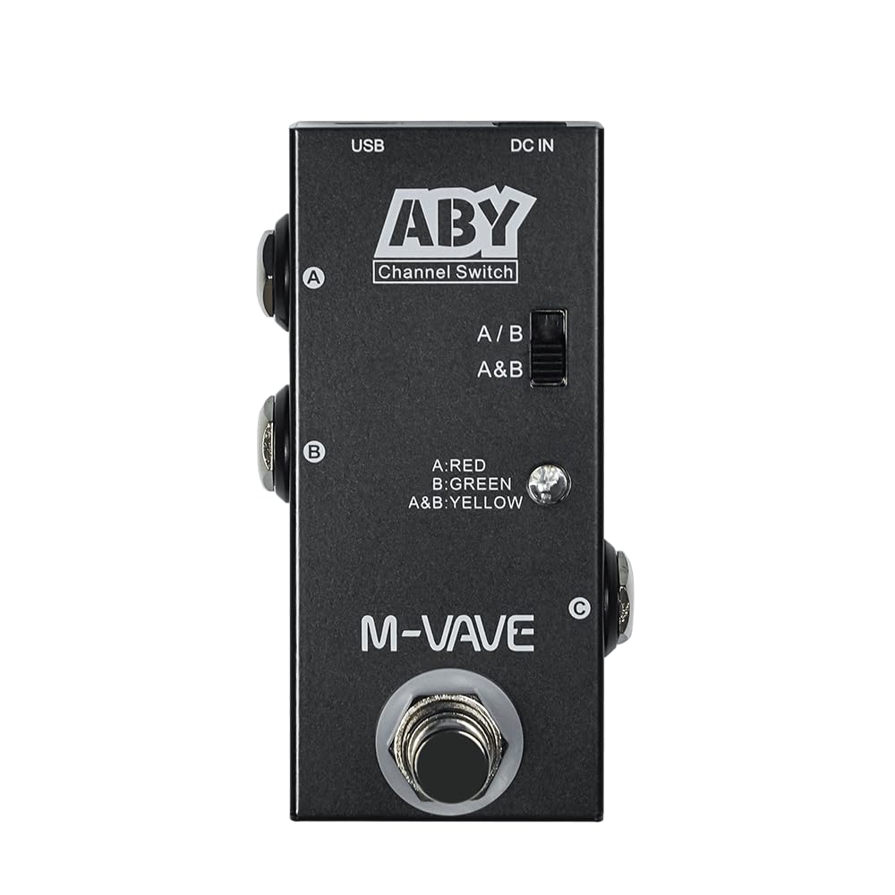 ABY Compact Guitar ABY Switcher Pedal with True Bypass, Bidirectional Routing & LED Indicators – Portable Signal Splitter for Amps, Effects & Pedalboards
