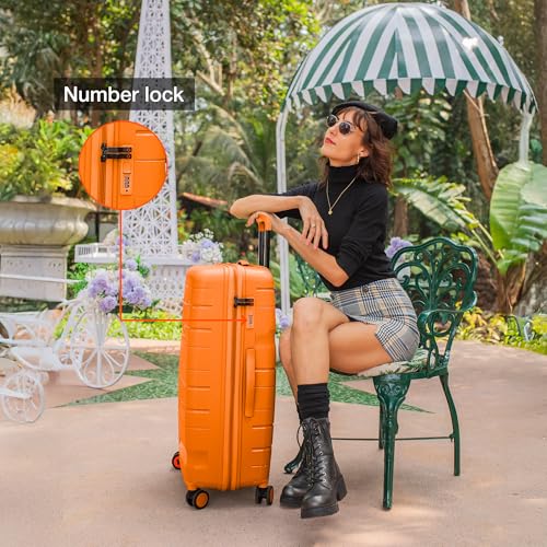 Image of Nasher Miles Paris Hard-Sided Polypropylene Spinner Check-in Luggage Orange 28 Inch |75Cm 8 Wheels Large Trolley Bag for Travel | Suitcase