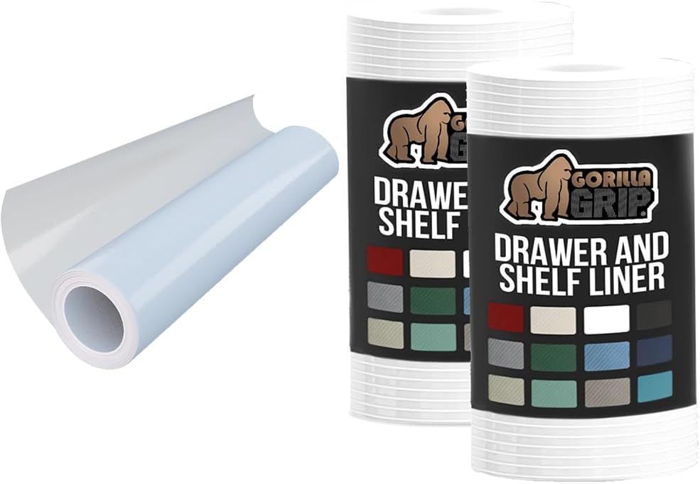 Gorilla Guard Two Way Sun Blocking Window Privacy Film and Ribbed Drawer and Shelf Liner, Film Size 17.5x78.7 Frosted, Peel and Stick, Liner Size 12x20 Clear 2 PK, Strong Grip, 2 Item Bundle