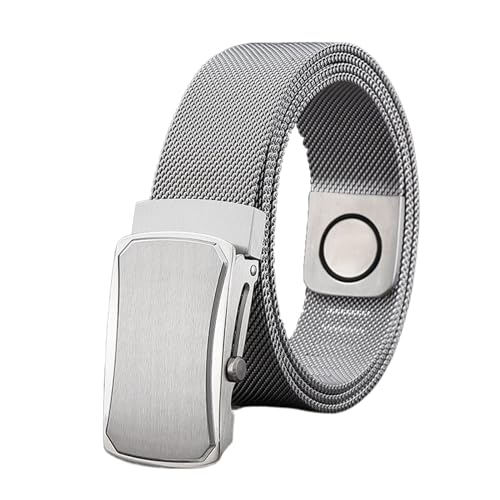 Men's Metal Belts, Stainless Steel Magnetic Braided Non-Leather Belts for Men with Automatic Buckle