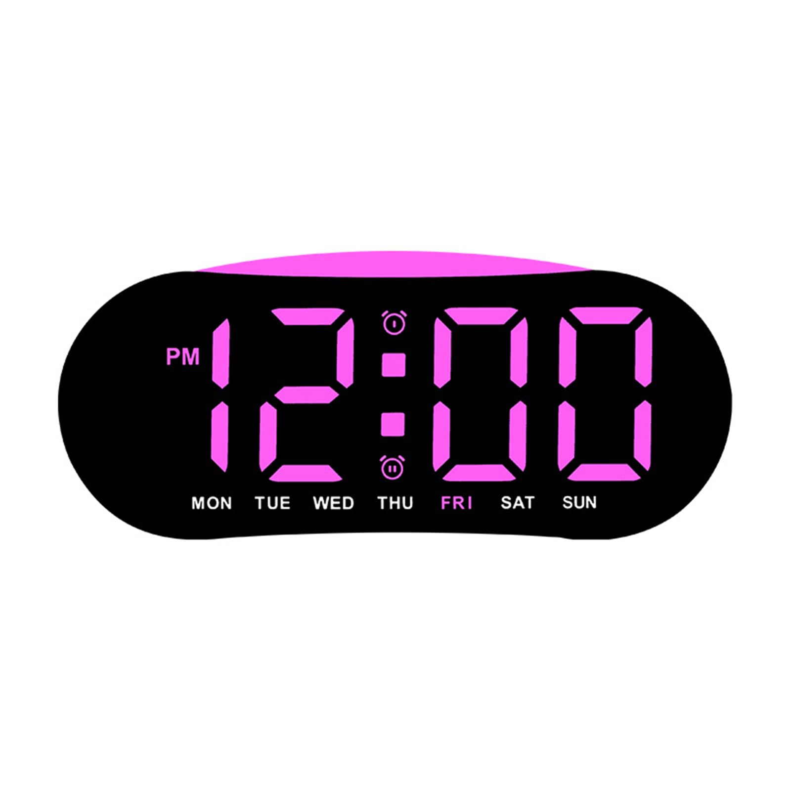Msioytog LED Digital Clock with Date Temperature Display Two Alarms Atmospheres Light Tabletop Electronic Clock for Living Room Noiseless Kids Alarm