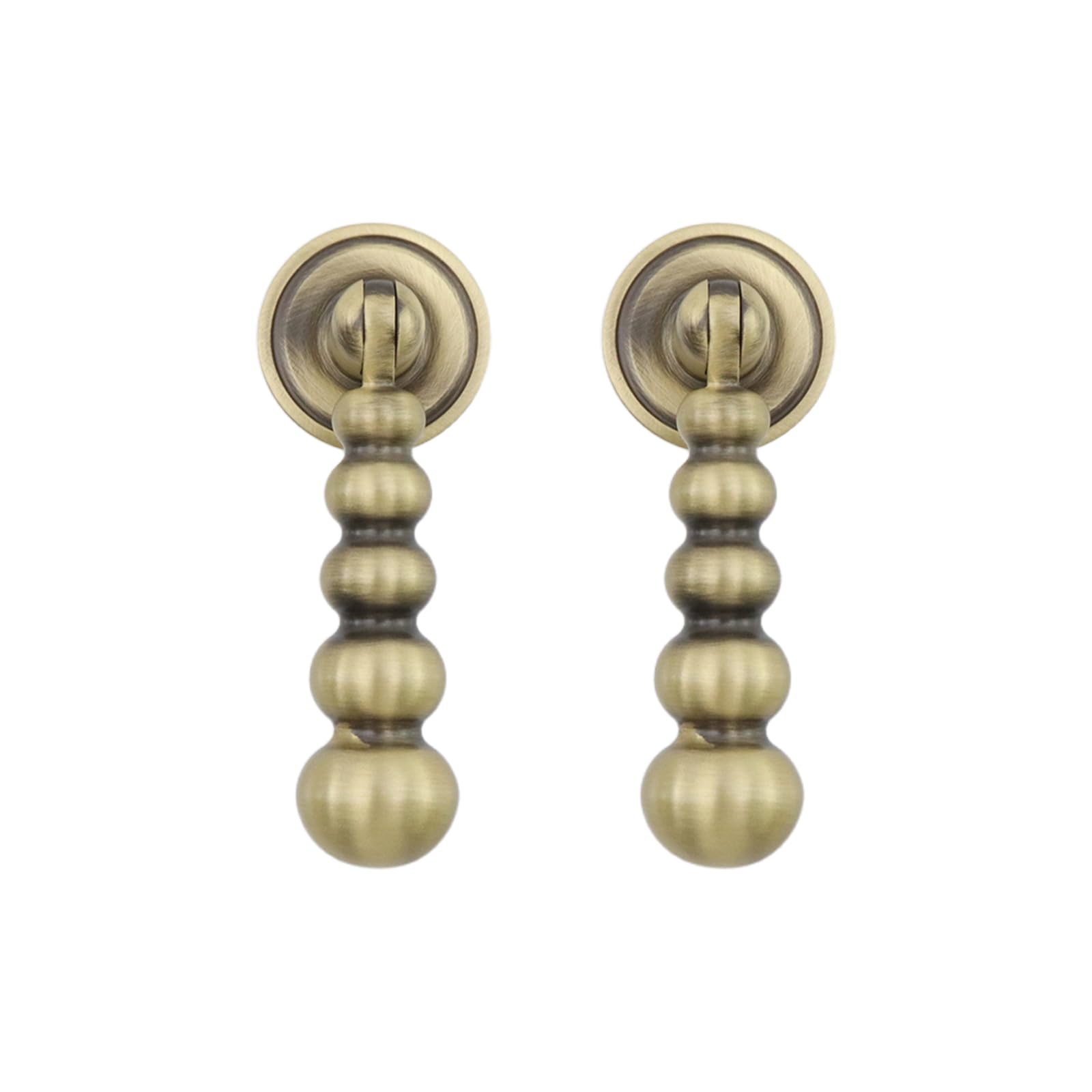 Mewutal 2pcs Solid Brass Cabinet Knobs Bronze Drop Pulls Vintage Drawer Pendant Knobs Decorative Dresser Handles for Cupboard Wardrobe, with Screws (