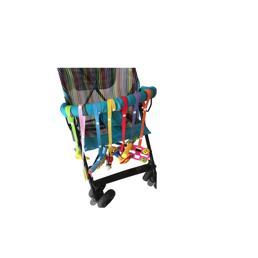 Cinghie per passeggino, 2 cinghie regolabili per appendere giocattoli, cinghia con fibbia resistente alla caduta per giocattoli, tazza, bottiglia (60 cm, colore casuale)