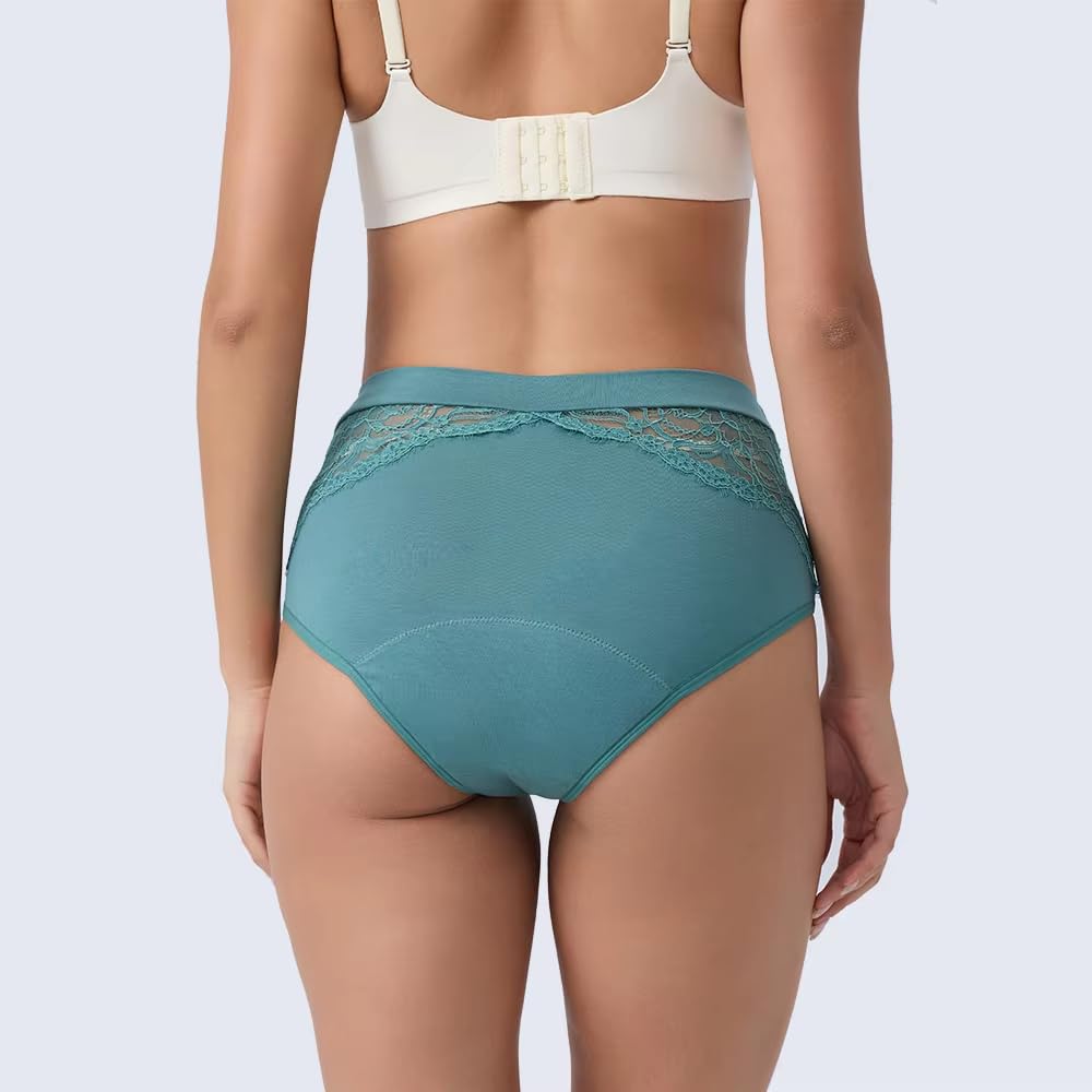 Culotte Menstruelle en Coton pour Flux Abondant pour Adolescentes Culotte Confortable Post-Partum Sous-Vêtements de Sport Protecteurs Slips Respirants 3 Pièces Vert/Noir/Violet S