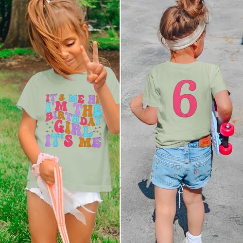 Image of Its Me Hi Im The Birthday Girl Its Me Birthday Girl Shirt Kid B-Day T-Shirt Party Tee Outfit Short Sleeve Tops 6-12Y