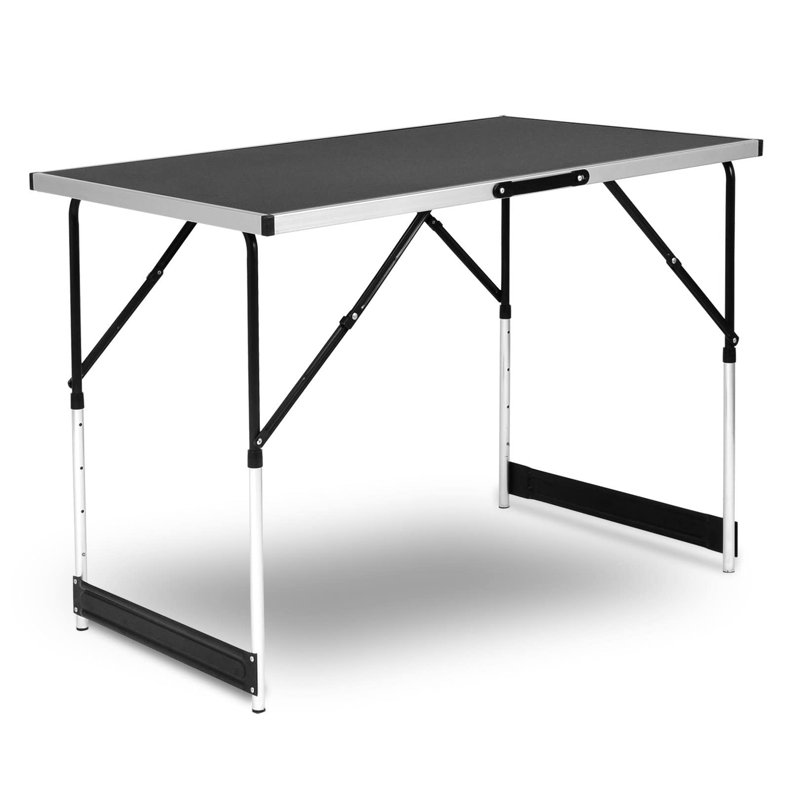 eSituro Tavolo da Campeggio Regolabile in Altezza (73-94 cm), Tavolo Pieghevole Salvaspazio in Alluminio, per Giardino, Picnic, Leggero, Nero 100x60x94 cm