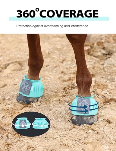 Image of Harrison Howard Rubber Bell Boots for Horses, Hoof Overreach Protection for Horses, w /Upgraded Leather Touch Tape
