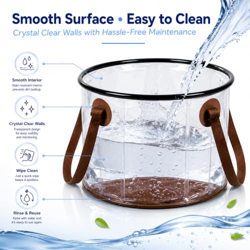 Image of Multipurpose Foldable Water Bucket 20L | Premium Transparent PVC Bucket | Portable Leakproof Water Carrier for Camping, Gardening & Car Wash(20 Liter Tansparent)
