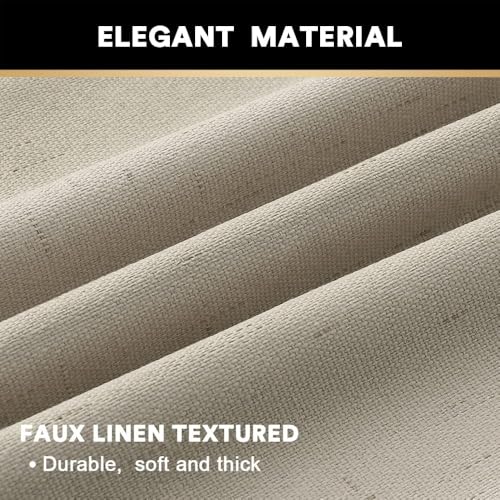Image of PrinceDeco Linen 100% Blackout Curtains for Bedroom /Living Room Reduce Noise Light Blocking Window Curtains Drapes for Boho Home Decor, Linen Look Fabric with White Liner (52 x 120 Inch,Cobblestone)