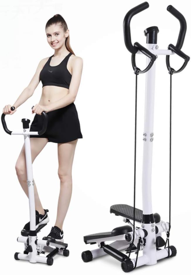 morpich fitness stepper, mini stepper for home, stair stepper with handlebars & large pedals, adjustable training height, exercise bike for home, office, gym, up to 150 kg, black