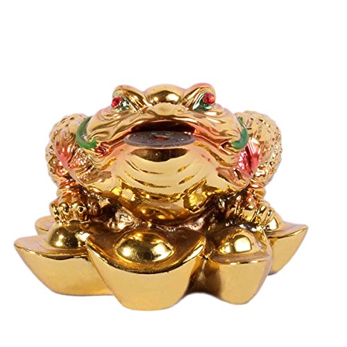 Feng Shui Enhanncer - Golden Fortune Money Frog Toad+Free Mxsabrina Red String Bracelet, 3x2.2x2.6 inch - Image 2