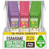 Biena Crispy Roasted Edamame Beans Snack – High Protein Low Carb Snack for Adults & Kids, 12g-13g Protein per Serving - Made w/Avocado Oil – Vegan, Gluten-Free – 18-Pack 1.05oz Variety Pack