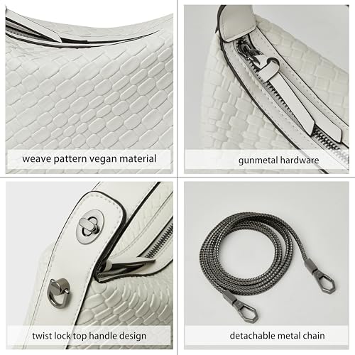 DORIS&JACKY Small Hand Tote Handbag For Women Designer Vegan Top Handle Crossbody Purse With Metal Chain Strap - Image 4