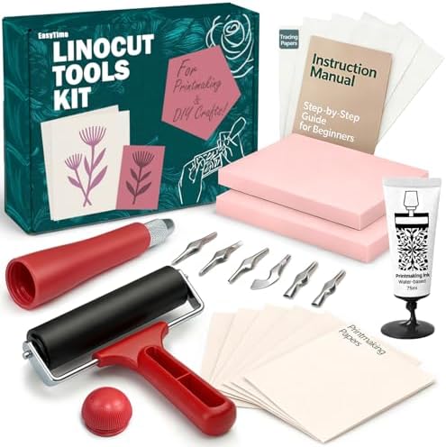 EasyTime Linocut Kit Block Printing: Complete Beginner Set Ready to Use