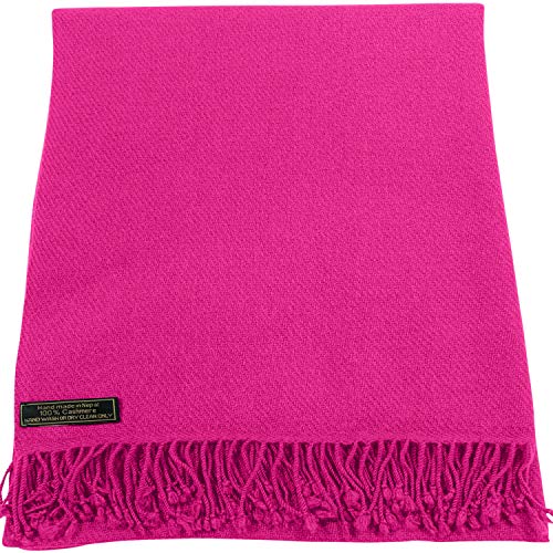 CJ Apparel Hot Pink Bright Pink 100% Cashmere Shawl Pashmina Scarf Wrap Stole Head Wrap Hand Made in Nepal New2