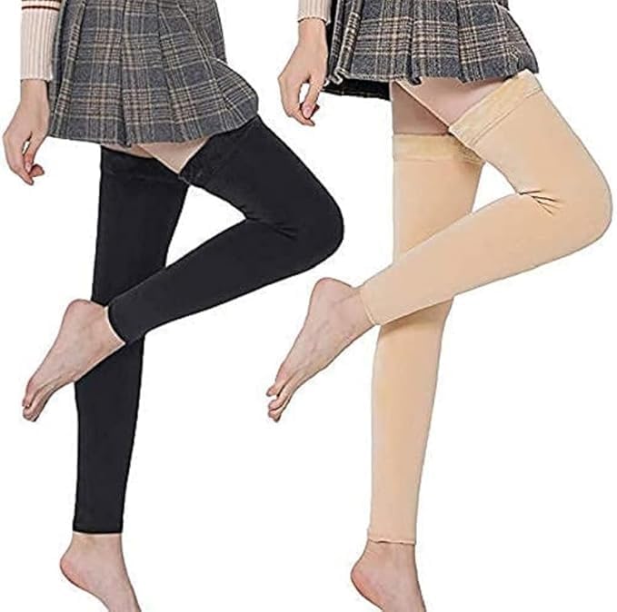 Womens Over Knee Leg Warmers Winter Thick Fleece Lined Elastic Socks Tights-image-29