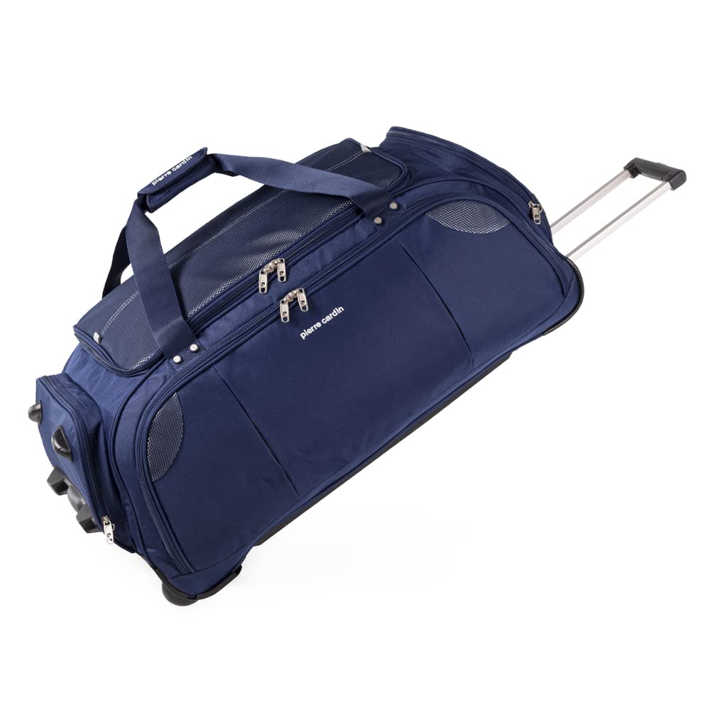 Pierre Cardin CL769 - Borsone leggero e grande con rotelle, resistente alle sollecitazioni, con rotelle e opzioni di trasporto, borsa da viaggio con ruote, Nero, Medium Navy 26", Custodia a rullo