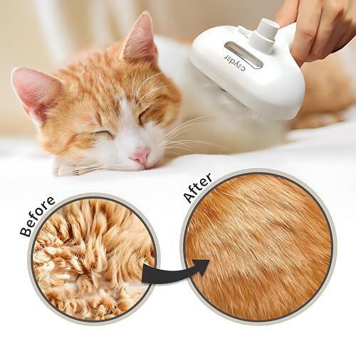 Image of Cat Steam Brush For Shedding, Grooming Tool for Cats and Dogs with Steam Function, Massage, and Shedding Hair Removal - Ideal for Pets, Featuring Weighted Blanket Technology, Hair Brush (white comb)