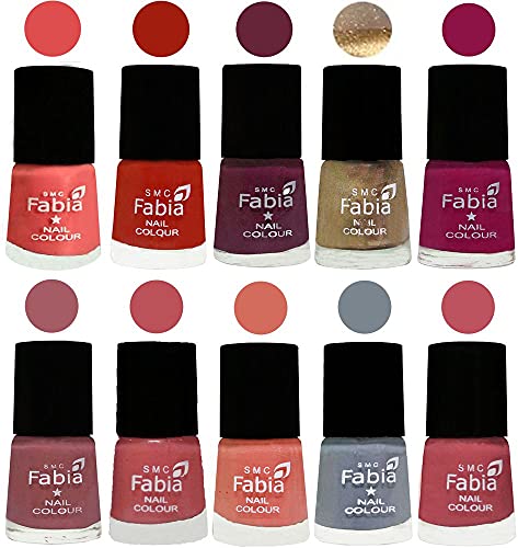 Image of ALL IN ONE (PACK OF 10), Long Lasting Glossy Nail Polish, 6 ml Each, All Vibrant Colours,01822
