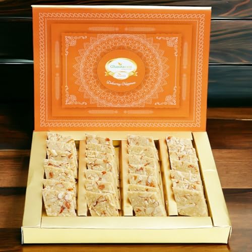 Image of Ghasitaram Gifts Sweets - Sugarfree Pure Kaju Katlis 400gms|Sugar Free Sweets|Diabetic Friendly|Diwali Sugar Free Sweets Box