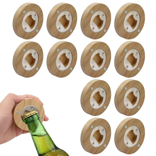 12 Flaschenöffner Holz Flaschenöffner Rohling Bieröffner Holz 6 x 6 x 1 cm Magnete holz Bottle Opener