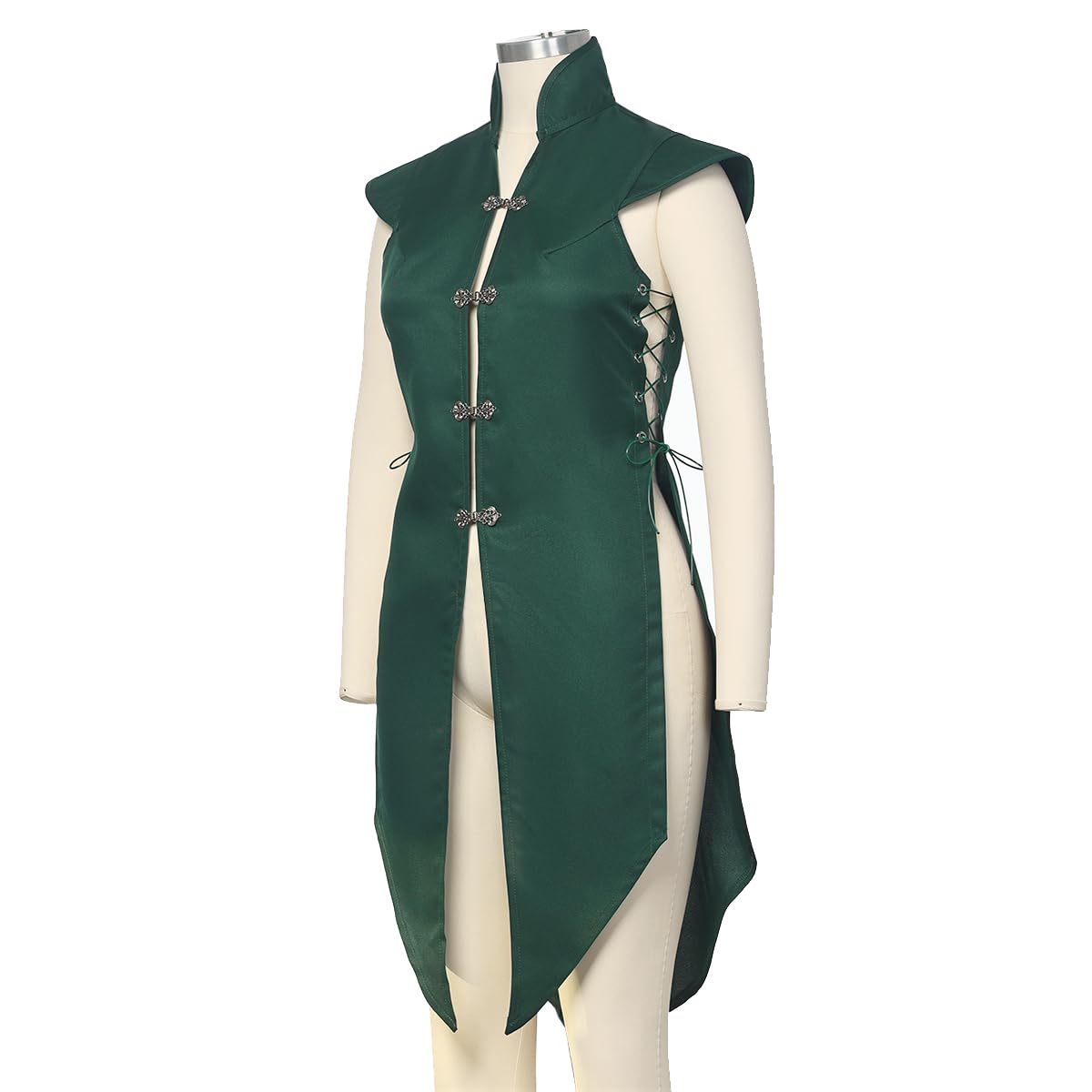 Gilet medievale rinascimentale da donna, stile vichingo, senza maniche, giacca lunga vintage