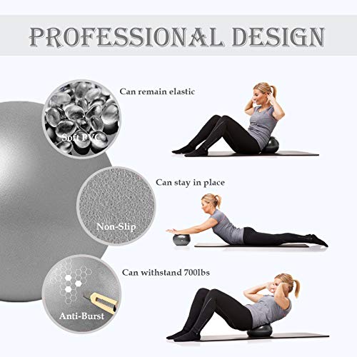 Image of PL-SEB-023 SEB-Gray 9 Inch Small Pilates Ball for Therapy Mini Workout Core Small Exercise