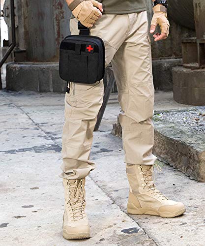 Sinairsoft Drop Leg Medical Pouch Emt Tool Bags,Tactical Molle Compact Water-Resistant Edc Bag Medical First Aid Kit Emergency Survival Utility Quick Rip Away Pouch Black #TOP3