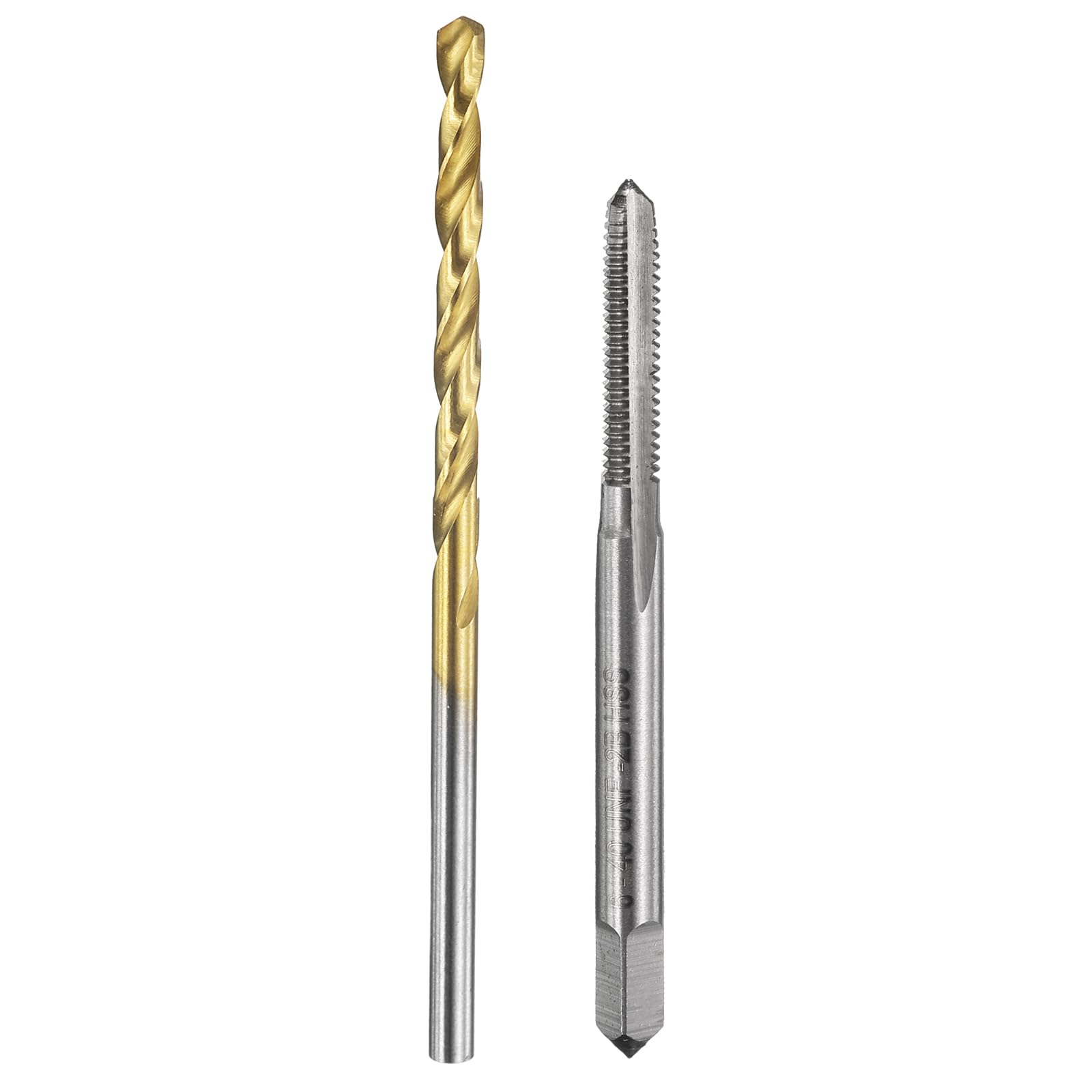 Set di maschi e punte da trapano, 1 maschio per filettatura a scanalatura dritta UNF 6-40 e 1 punta elicoidale da 2,7 mm, kit di utensili per filettatura HSS-6542 non rivestiti/rivestiti in titanio