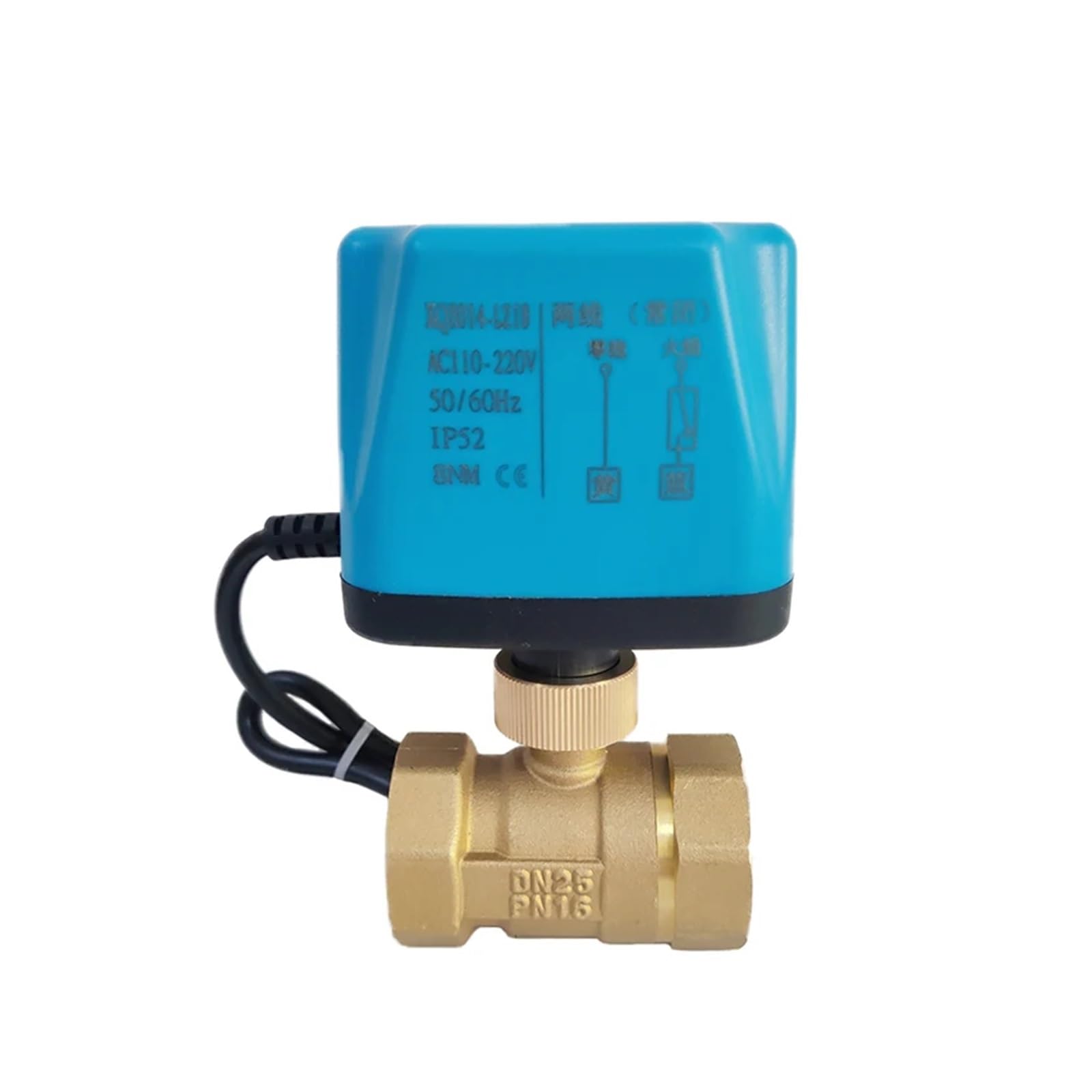 MXXDMOPD 1" Motorized Ball 2 Wire Female Thread 8 N·m Big Torque Brass DN25 12V 24V 110V 220V AC/DC(220VAC-NORMALLY OPEN)