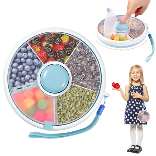 Snack Spinner Kinder Snackbox mit Fächern Rund Reusable Snack Organizer Snacks Melone Süßigkeiten Obst Organizer