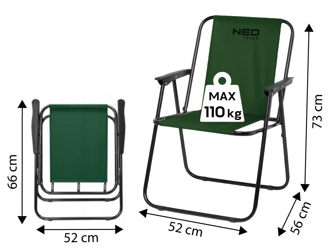 NEO TOOLS Campingstuhl Klappbar 110kg Belastbar Leicht 1,8kg Strandstuhl | Federkomfort 600D Polyester Faltstuhl, Für Garten Balkon Angeln, Camping Blau-Schwarz