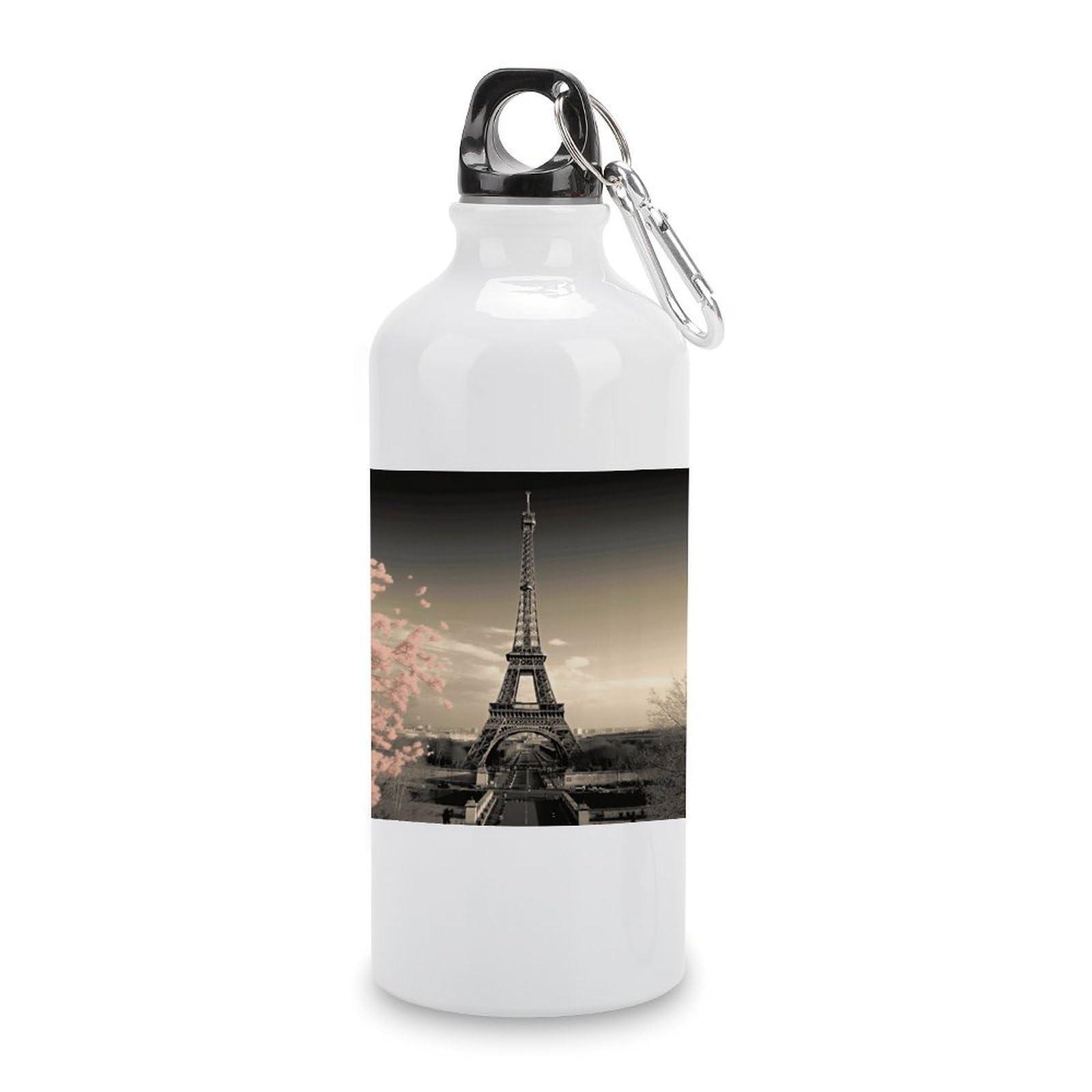 VstaDank Paris Tower Water Bottles Aluminum Sports Water Bottle with Lid&Hook Buckle Fashion Vacuum Insulated Water Bottles Hydration Flask Leak Proof Tumbler Keep Cold&Hot