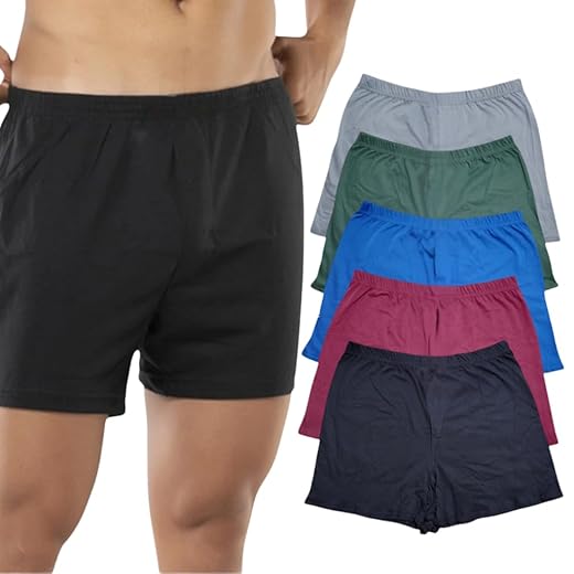 Kit 5 Cuecas Samba Canção Pijama de Dormir Masculino Algodão Cores Lisas Confortável Short