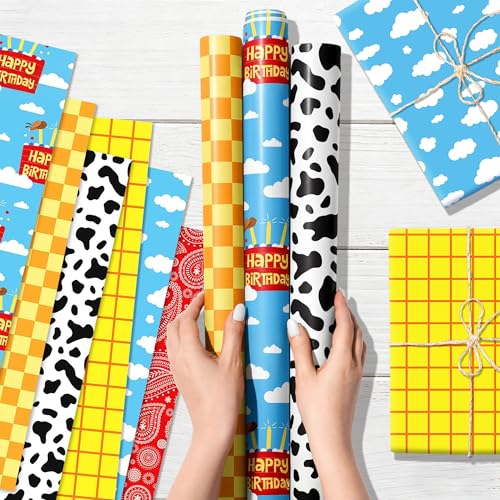 LaVenty Spielzeug Partyzubehör Geschenkpapier Cowboy Geschenkpapier Wüsten DIY Bastelgeschenk für Geburtstagsfeier Babyparty Geschenkdekoration